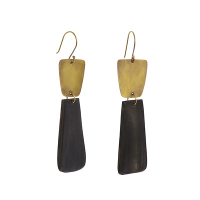 Leucadia Earrings & Horn - Trapezoids - Dark Horn