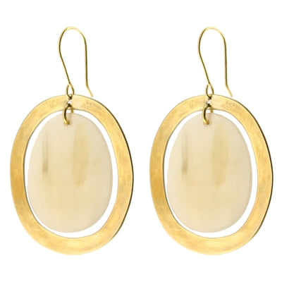 Banjar Floating Oval Earring - Sm - Light Horn