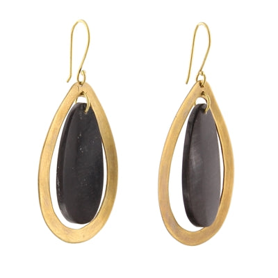 Banjar Floating Teardrop Earring - Dark Horn