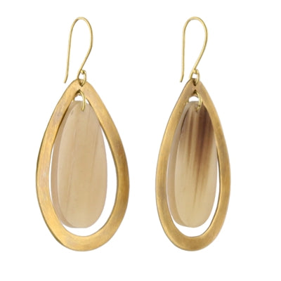 Banjar Floating Teardrop Earring - Light Horn