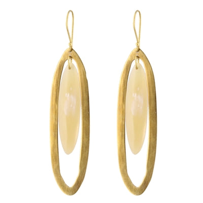 Banjar Floating Long Oval Earring - Light Horn