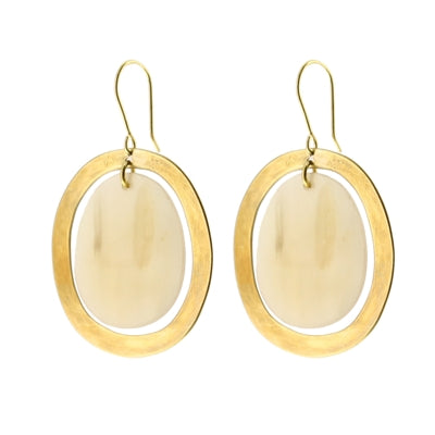 Banjar Floating Oval Earring - Lrg - Light Horn
