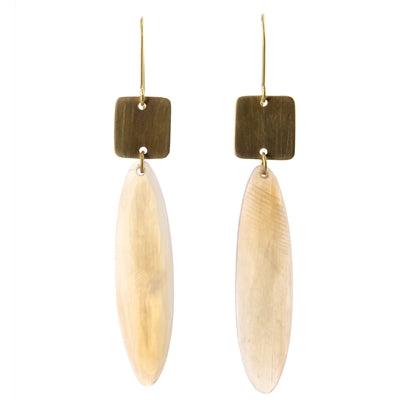 Tidore Linked Square and Oval Earring - Light Horn