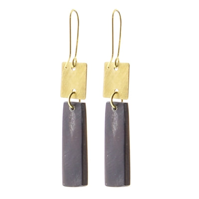 Tidore Linked Square and Rectangle Earring - Dark Horn