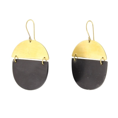 Malu Linked Circular Earring - Dark Horn