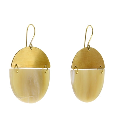 Malu Linked Circular Earring - Light Horn