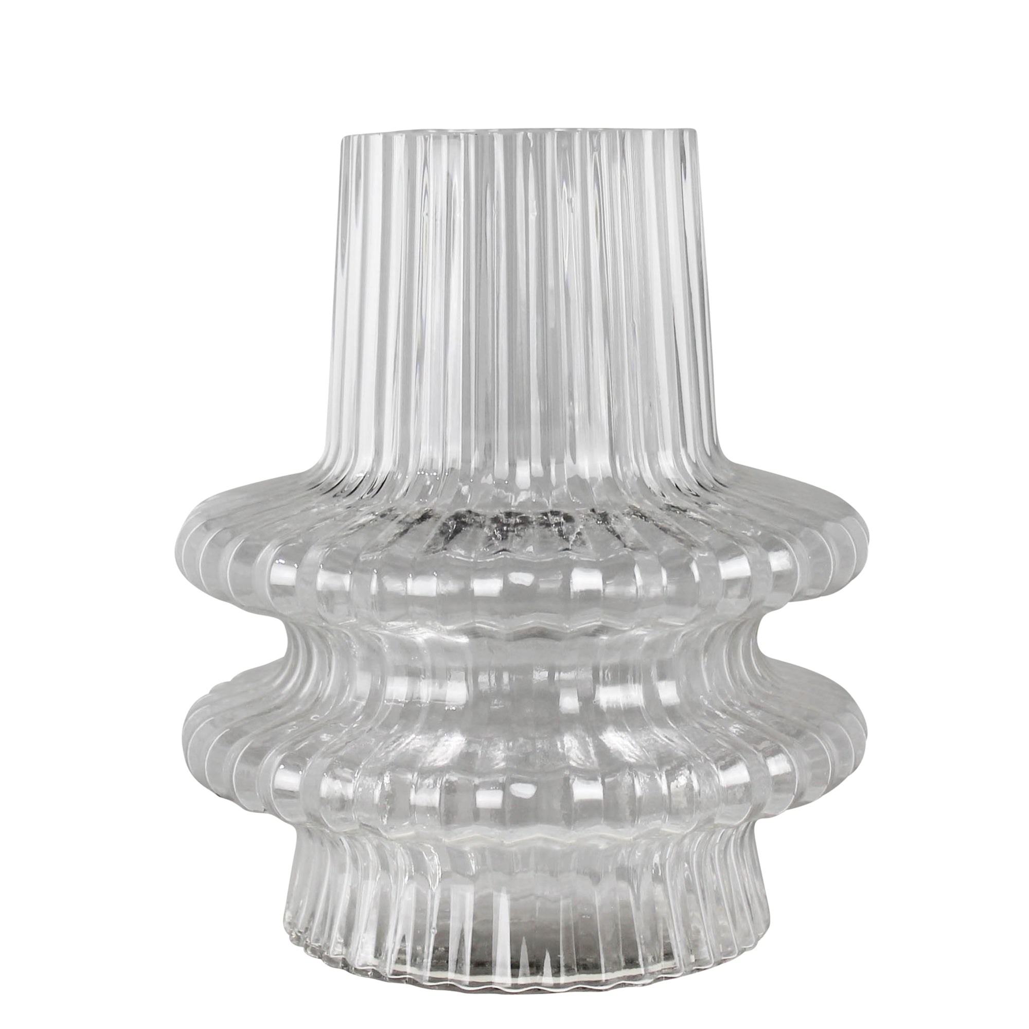 Ribbed Disk Vase - Sm, Glass