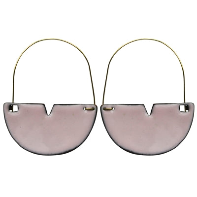 Earring - Cleft Half Circle, Pink