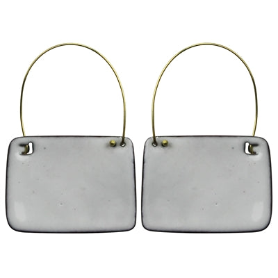Earring - Rounded Trapezoid, White