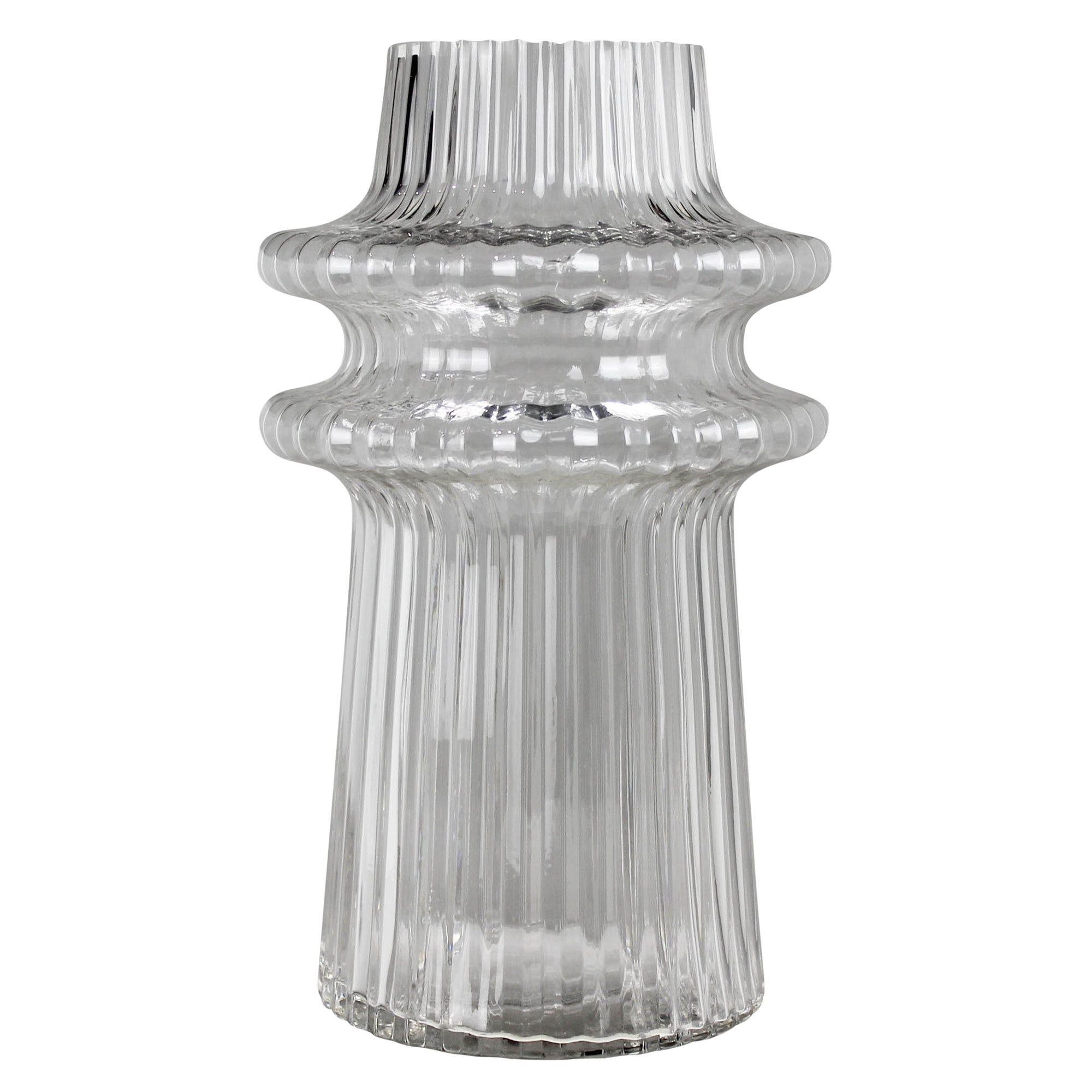 Ribbed Disk Vase - Lrg, Glass