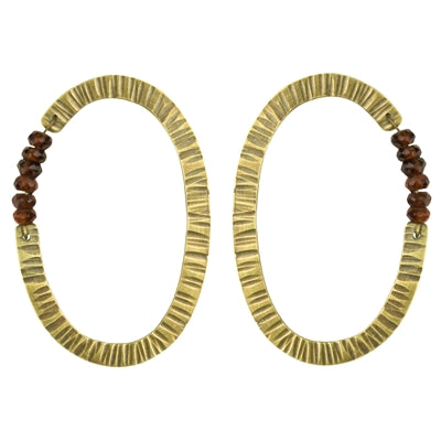 Wren Oval Post Earring, Garnet