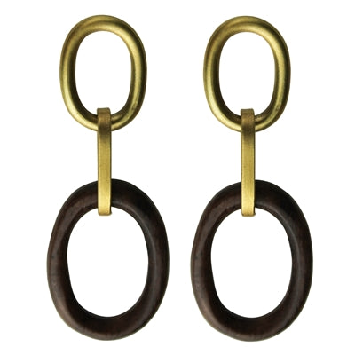 Yara Post Earring, Dark Wood