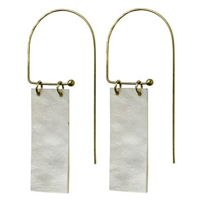 Selma Earrings, Rectangle, Mother of Pearl