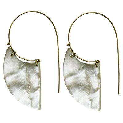Selma Earrings, Crescent, Mother of Pearl