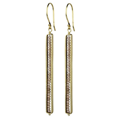 Linea Earring, Encased Pink Moonstone