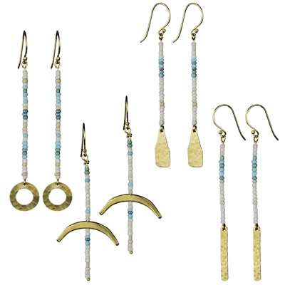 Quay Beaded Earring, Teal - Set of 4