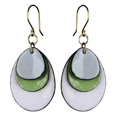 Donte Enamel Earring, Green - Ovals