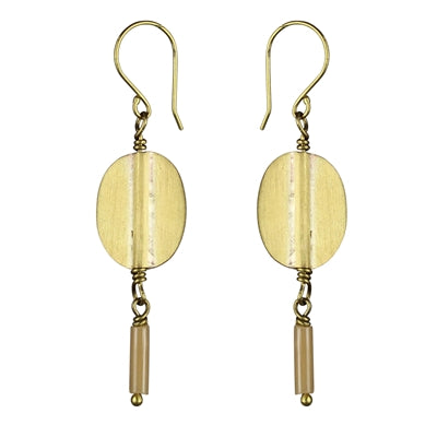 Earring Oval, Blush Glass Bead