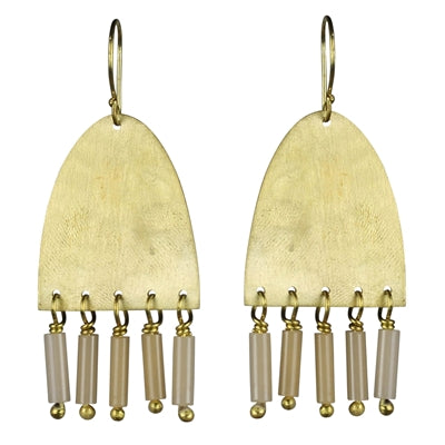 Earring, Arch, Blush Glass Beads