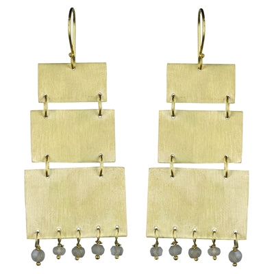 Earring, 3-Tiered with Onyx Beads