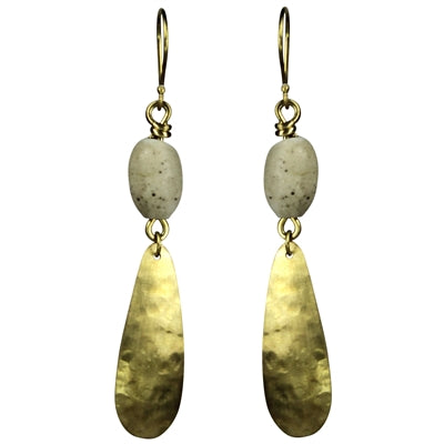Petal with Bead Earring, White