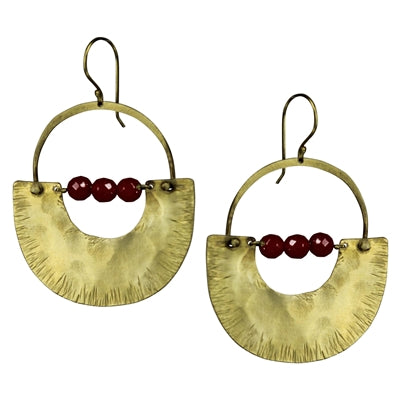 Canyon Earring, Brass, Carnelian