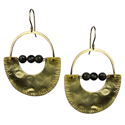 Canyon Earring, Brass, Labradorite