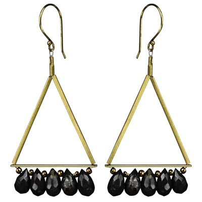 Triangle Earring, Brass, Pyrite