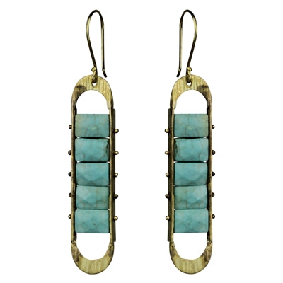 Capsule Earring, Brass, Turquoise