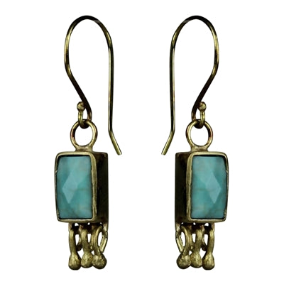 Bezel Earring, Brass, Turquoise
