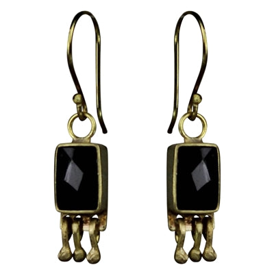 Bezel Earring, Onyx