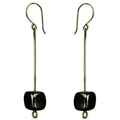 Earring, Brass, Pyrite Cube