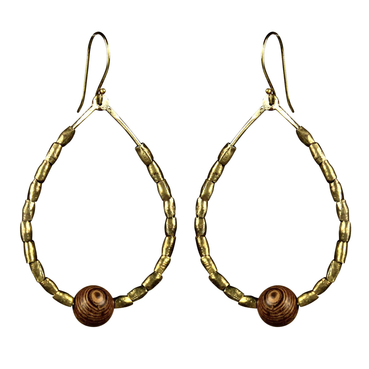 Earring with Stacked Brass Bead