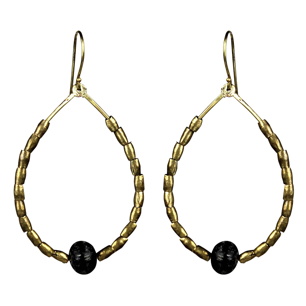 Earring with Stacked Brass Bead