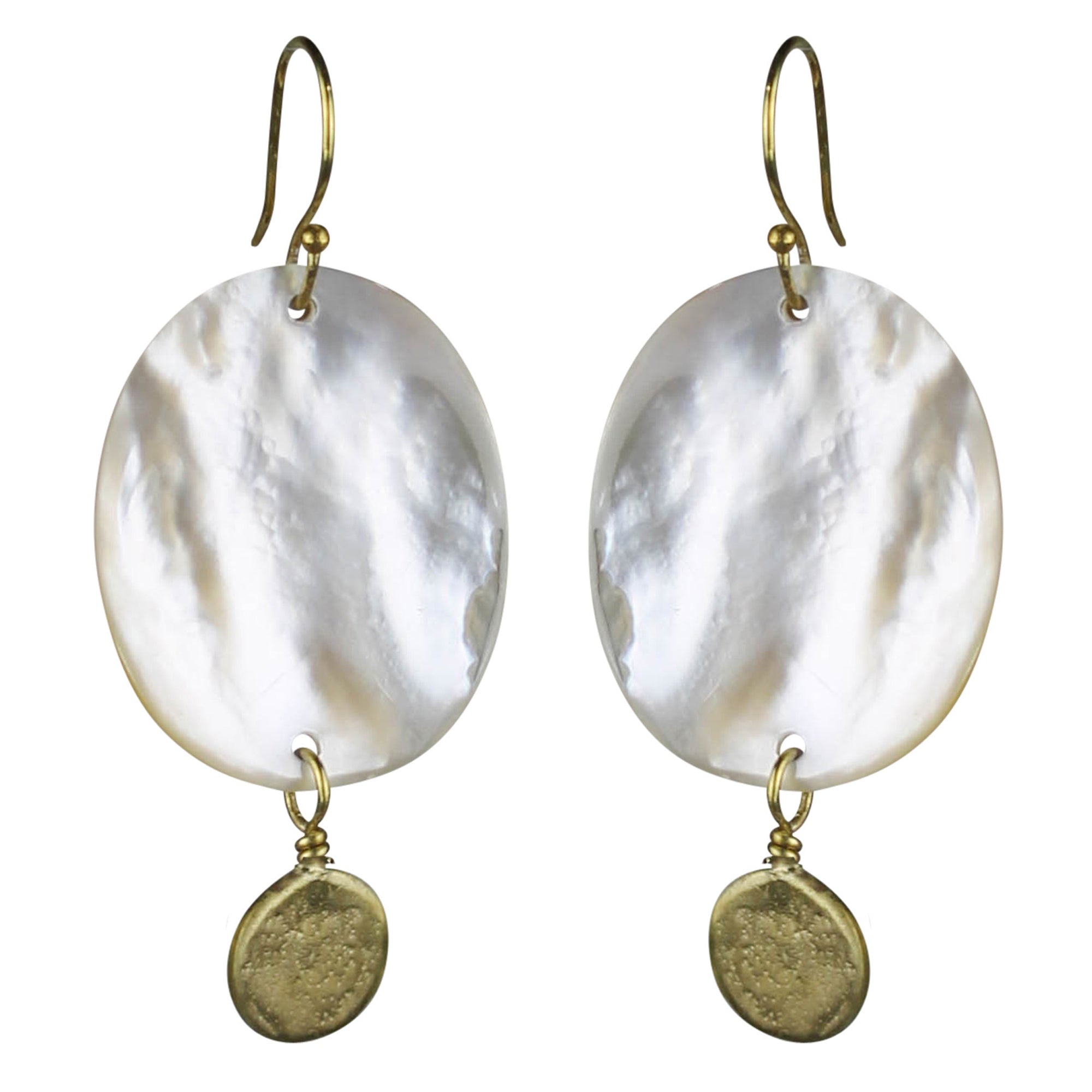 Earring, Mother of Pearl & Brass Disks