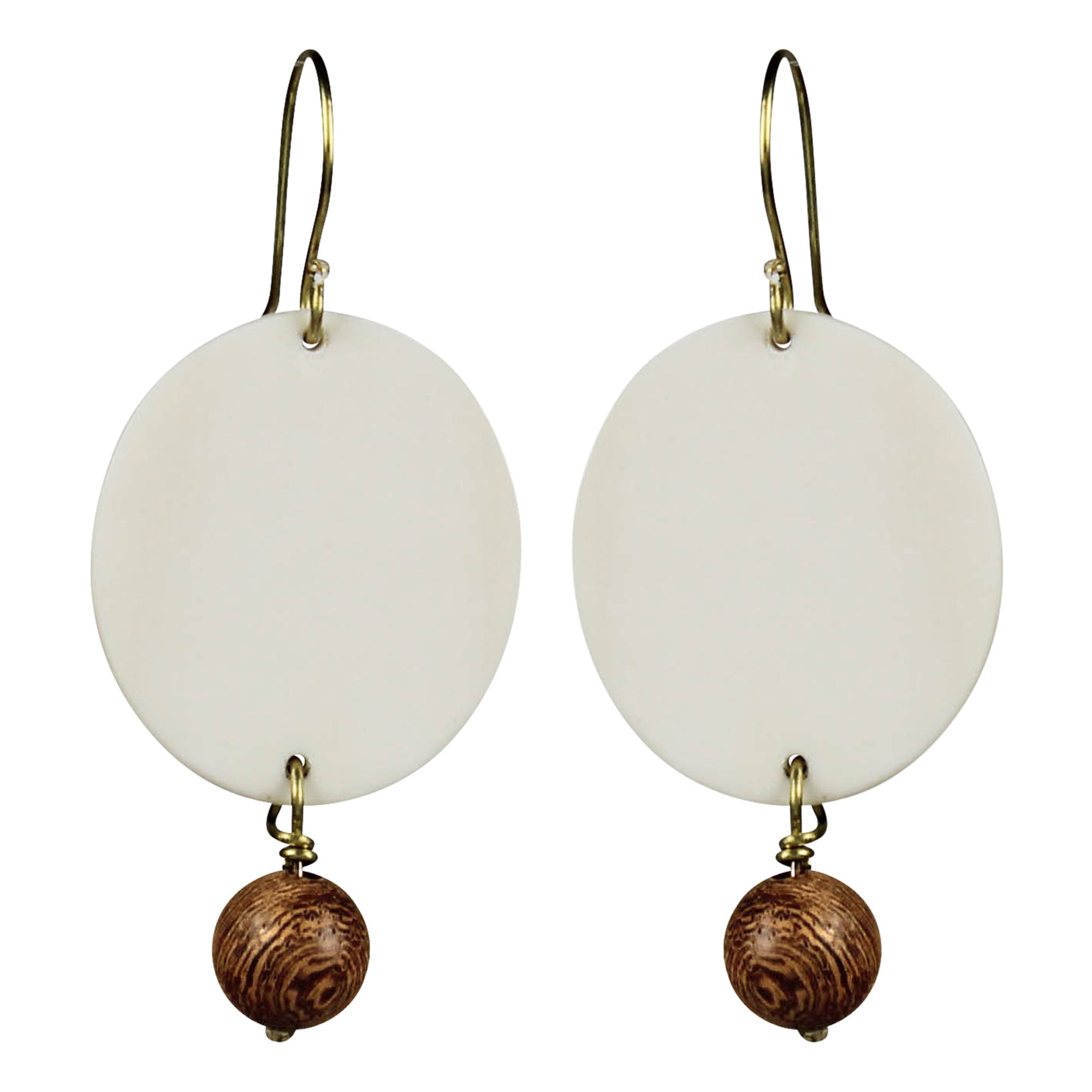Earring, Bone & Wood Bead