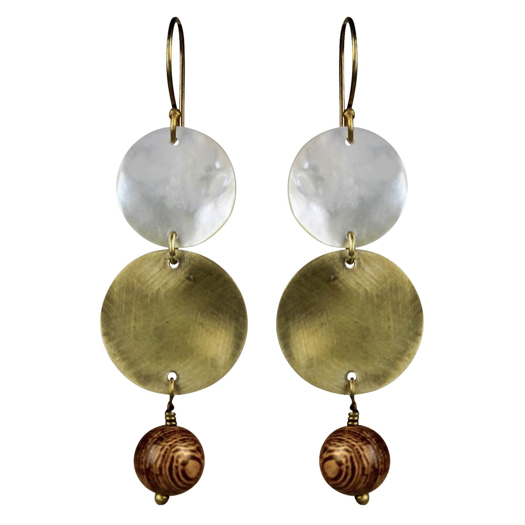 Earring, MOP & Brass Disks