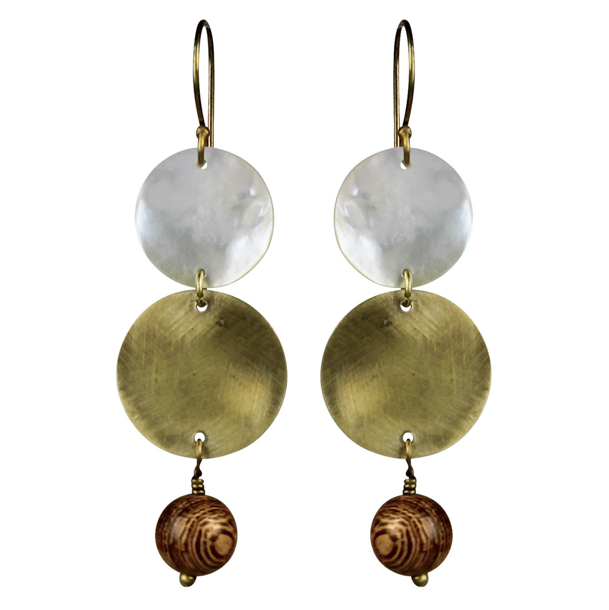 Earring, MOP & Brass Disks