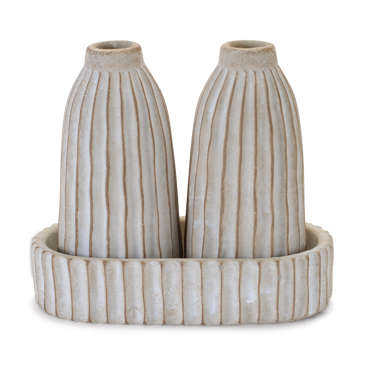 Double Vase w/Tray (S/3)