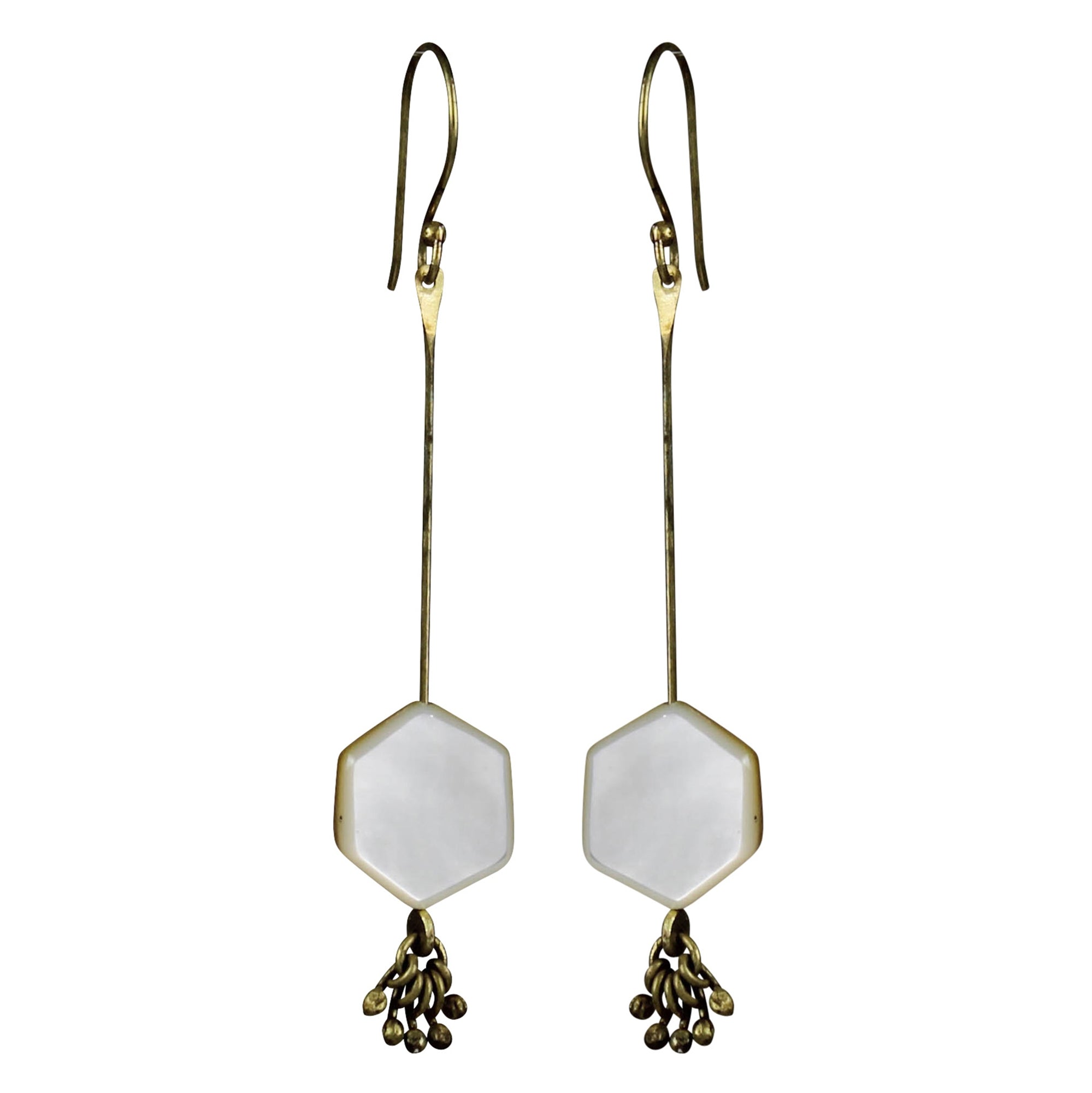 Earring, MOP & Tassels - Hexagon