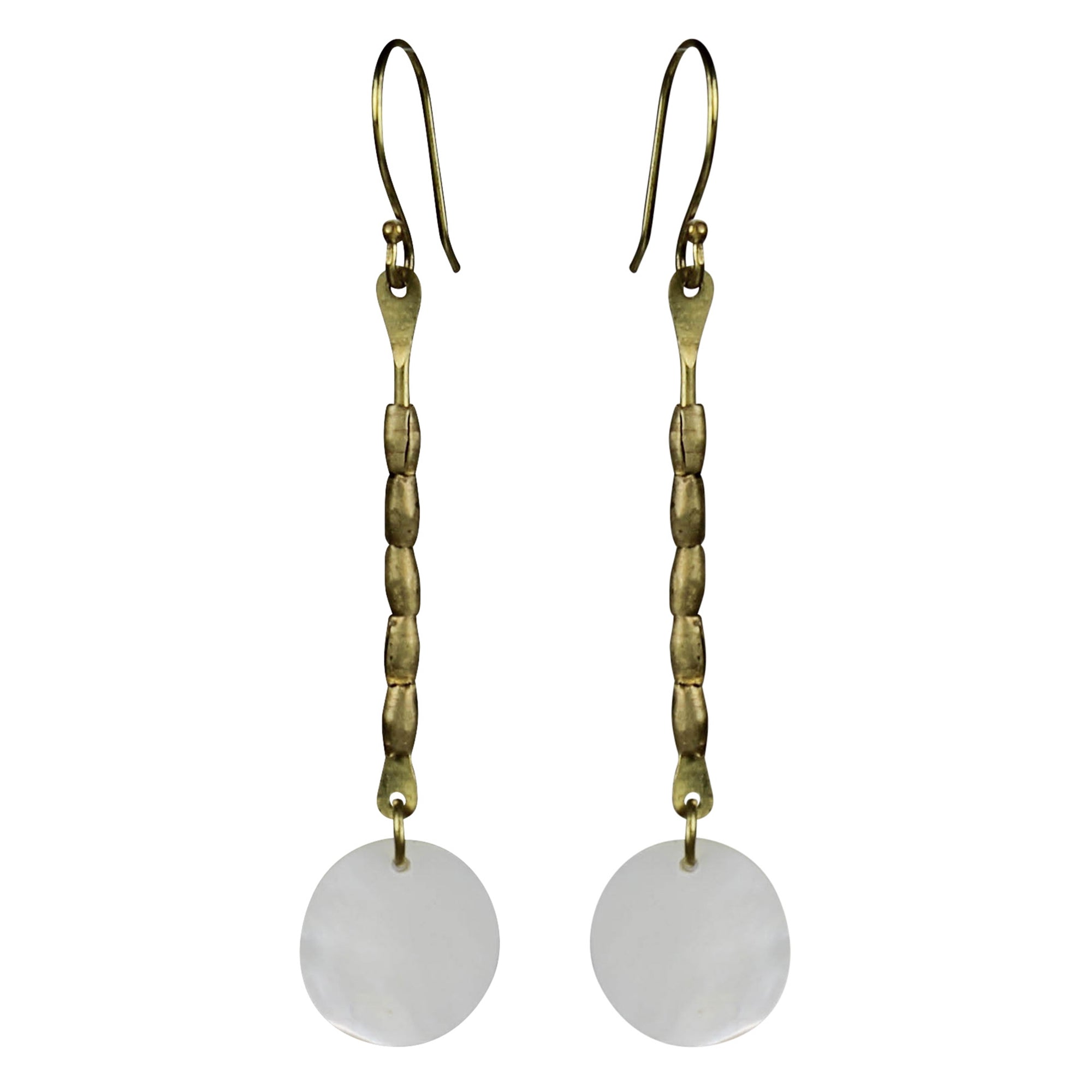 Earring, Stacked Brass & MOP - Circle