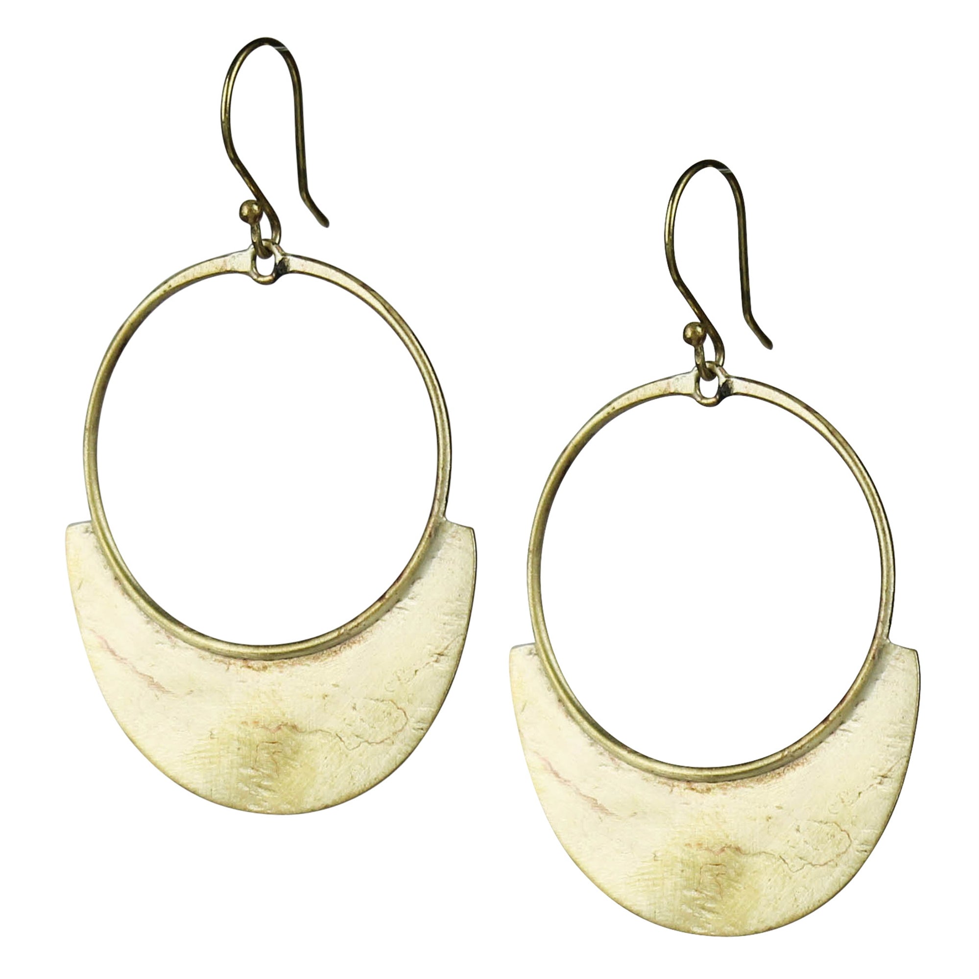 Earring, Rimmed Brass - Round