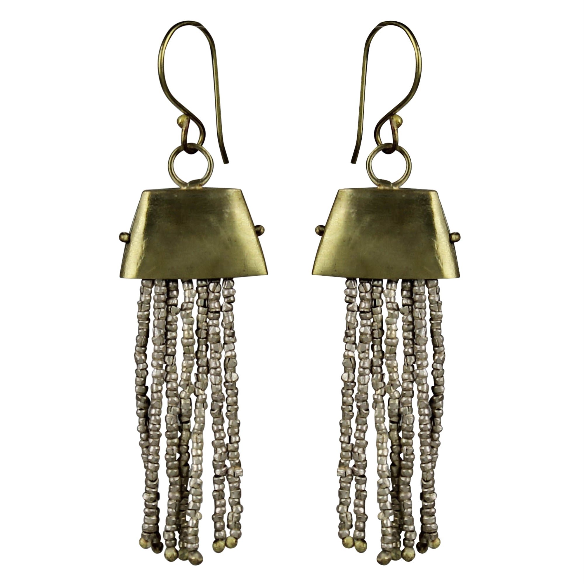 Earring, Brass Cap with Nickle Strands