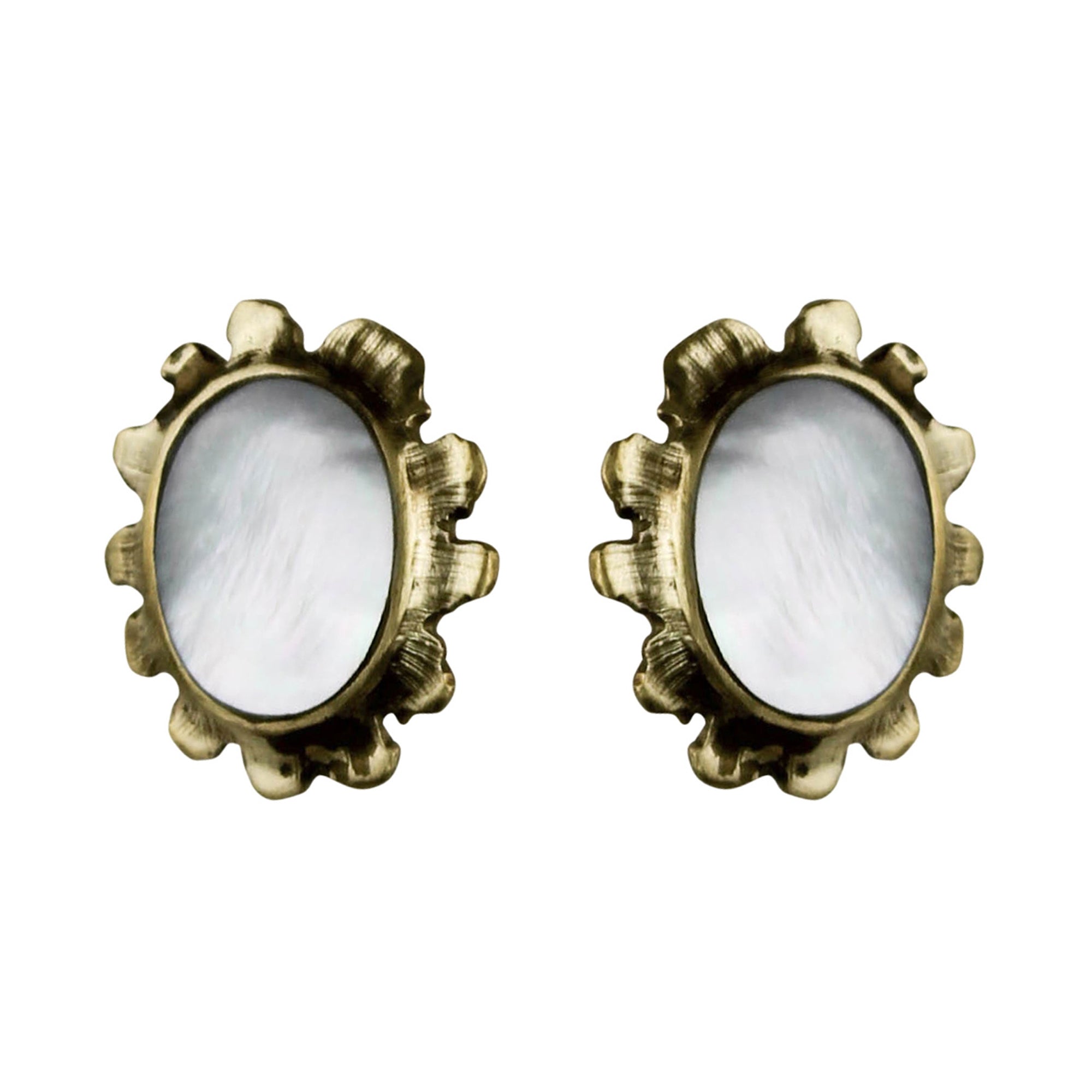 Earring, Brass & MOP Medallion - Cosmo