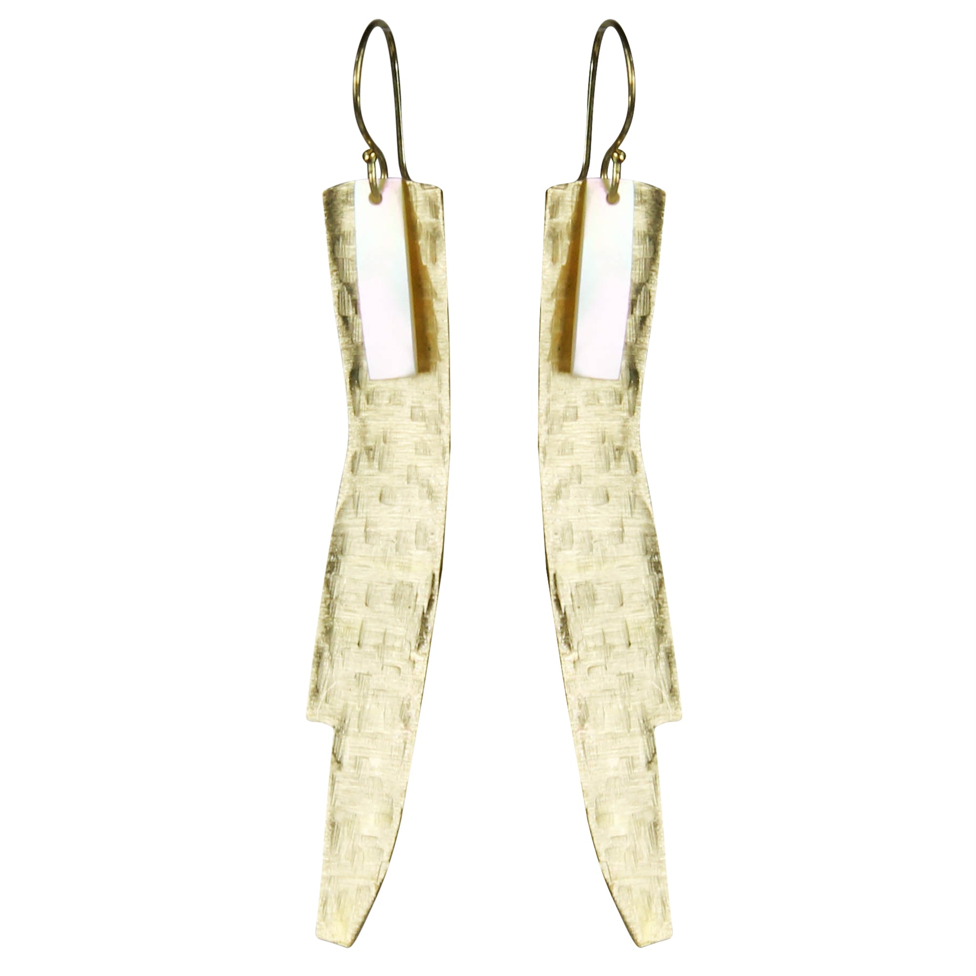Earring, Brass and MOP Tab