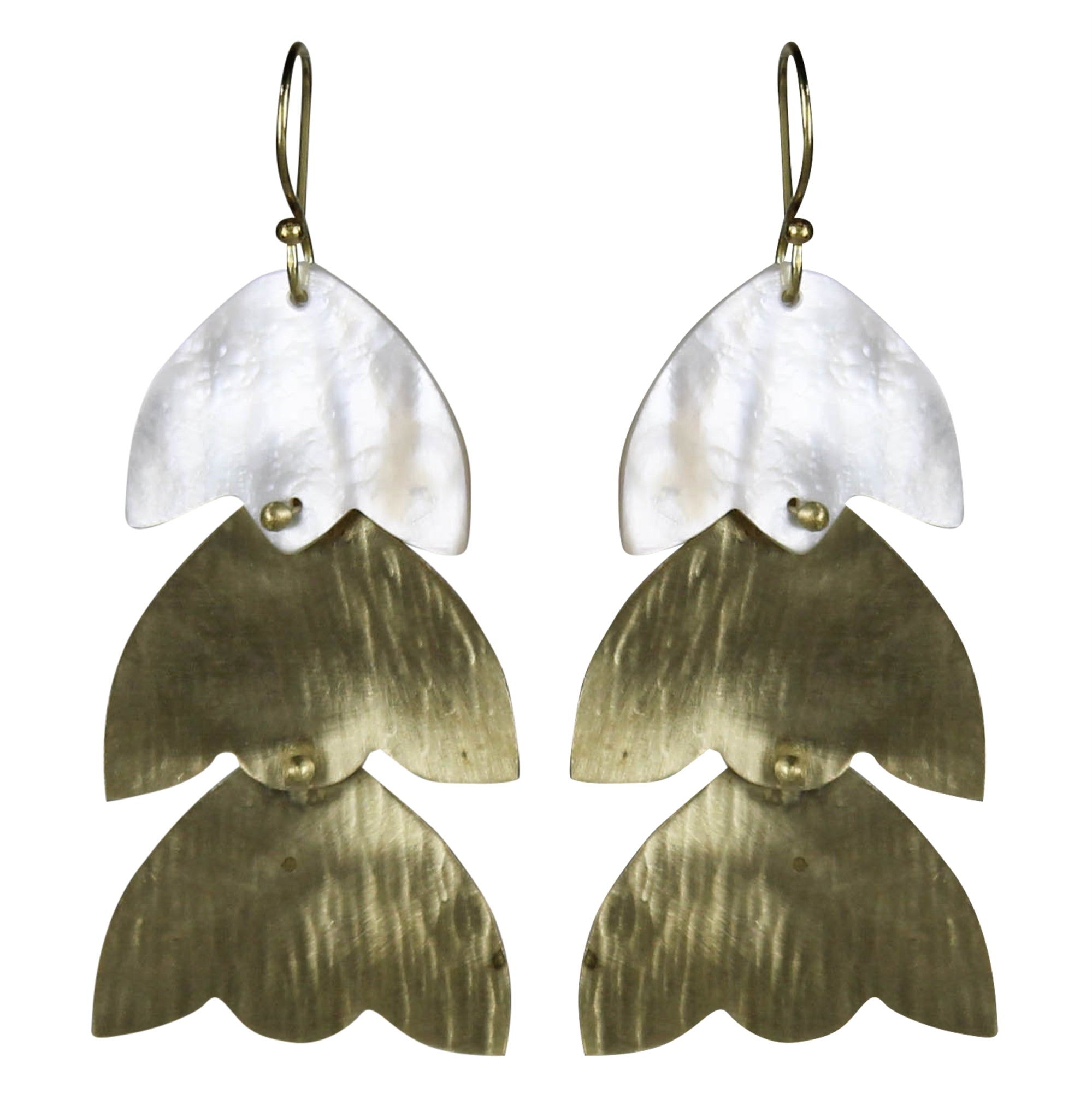 Earring, Floral Brass and MOP