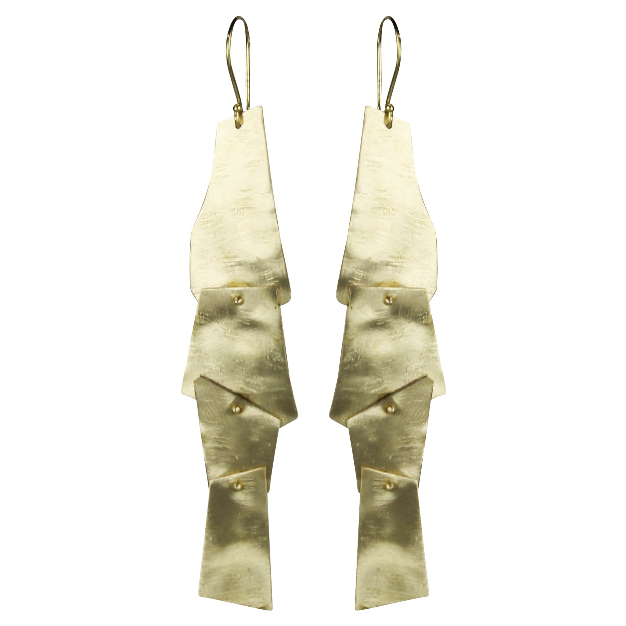 Earring, Brass Pinned Triangles