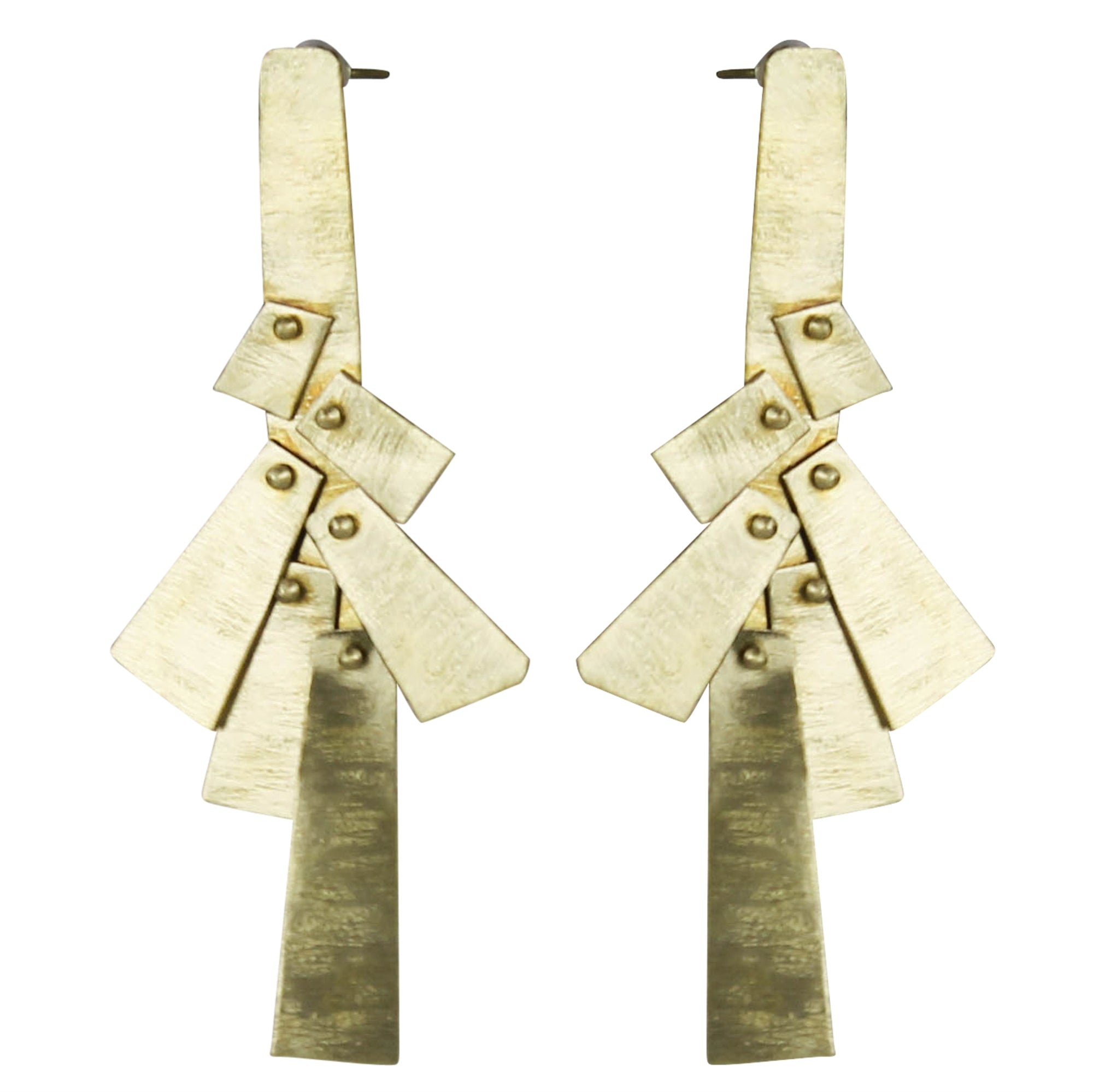 Post Earring, Brass Pinned Triangles