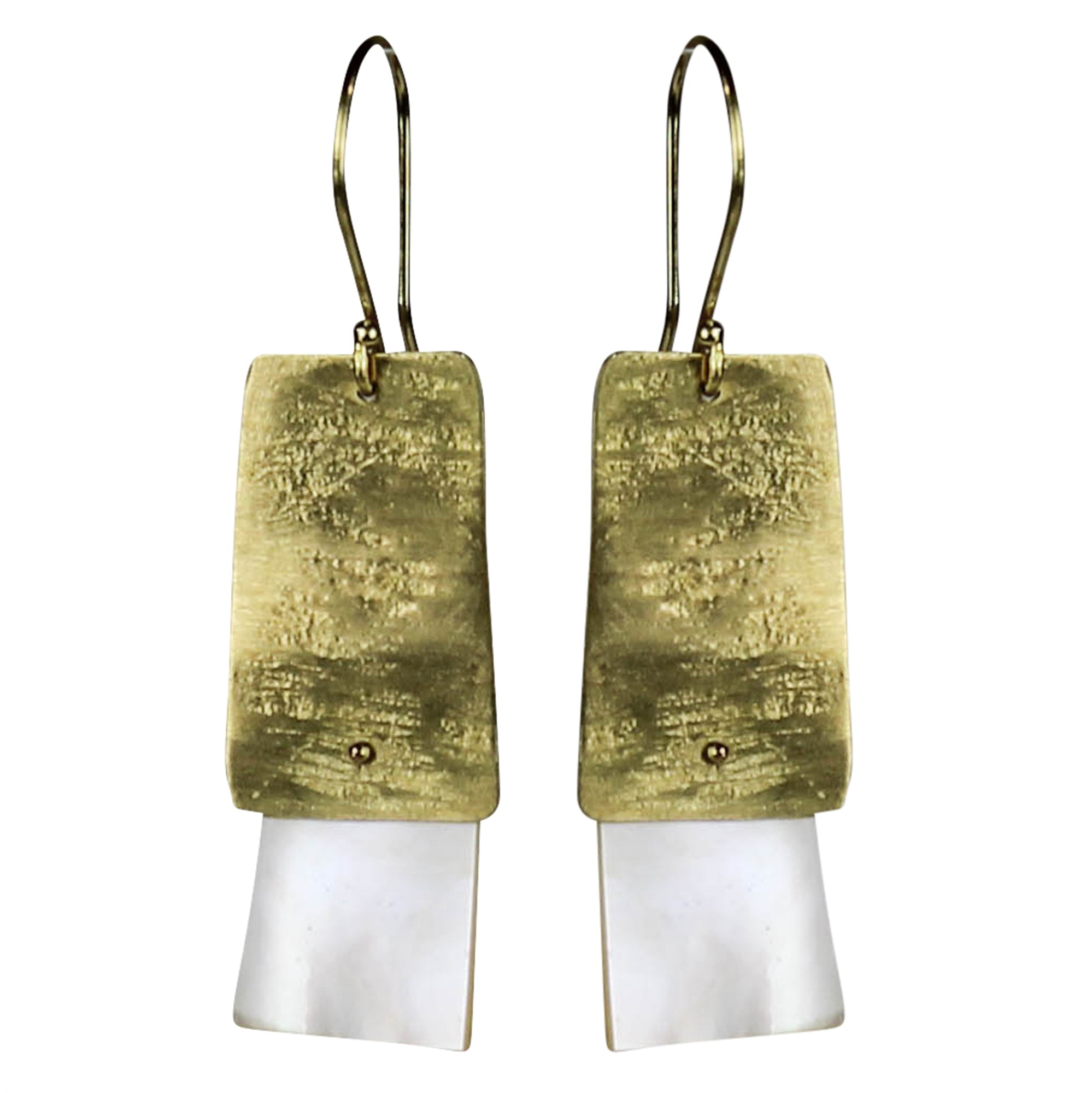 Earring, Brass and MOP Obtuse