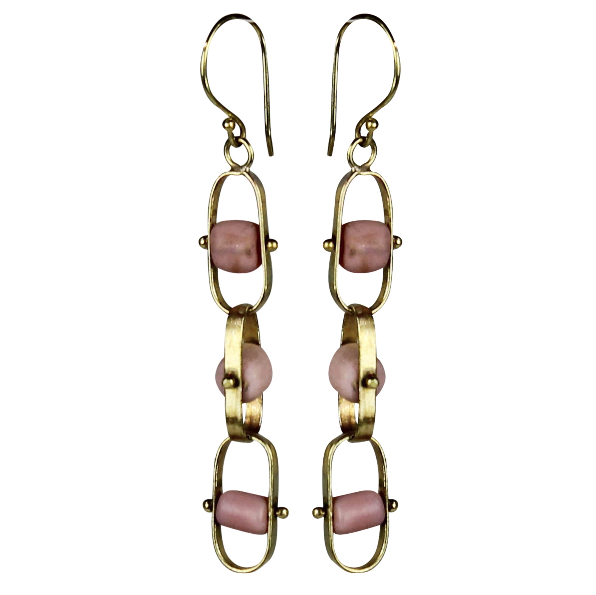 Earring, Linked Beads - Pink
